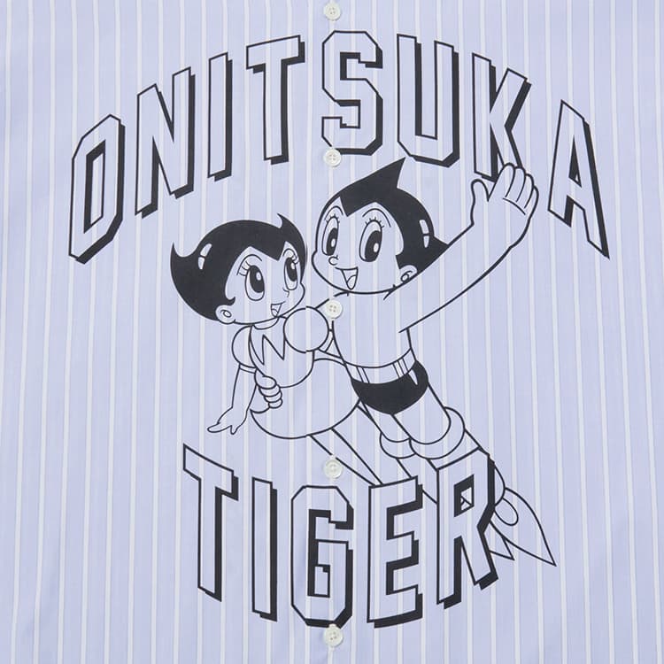 Рубашка Onitsuka Tiger x Astro Boy Короткий Рукав Рубашка Унисекс Светло-Синий - изображение 4