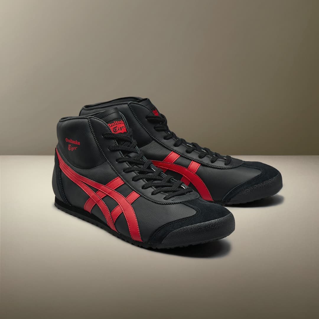 Кроссовки Onitsuka Tiger Mexico Mid Runner Кожа MID Повседневная обувь Унисекс Черный Красный - изображение 8