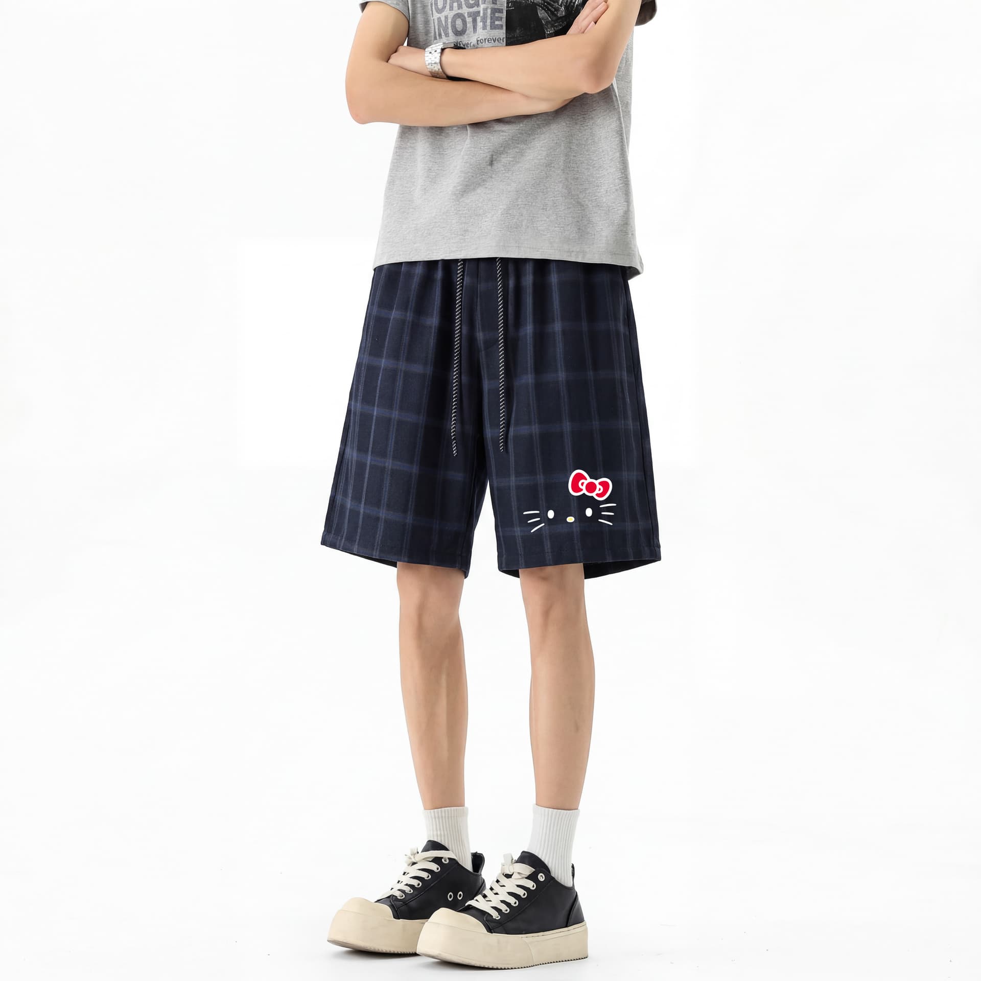 Шорты Sanrio Hello Kitty Blue Unisex Casual Shorts Санрио Hello Kitty Синий Унисекс Повседневные Шорты - изображение 3