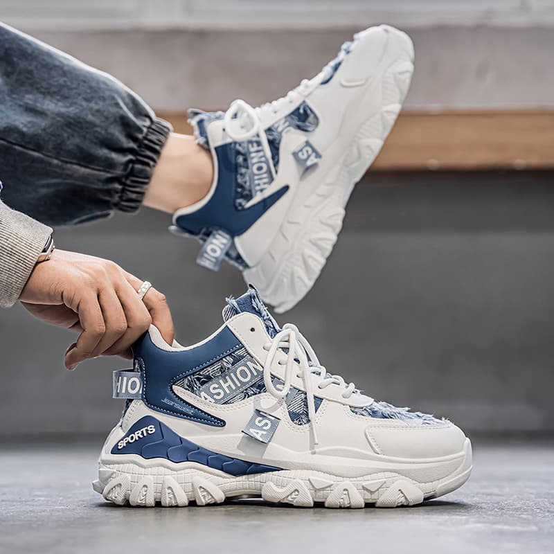 Кроссовки JEANSWEST Текстиль Синтетическая кожа MID Топ Толстая подошва Кроссовки Мужские - изображение 4