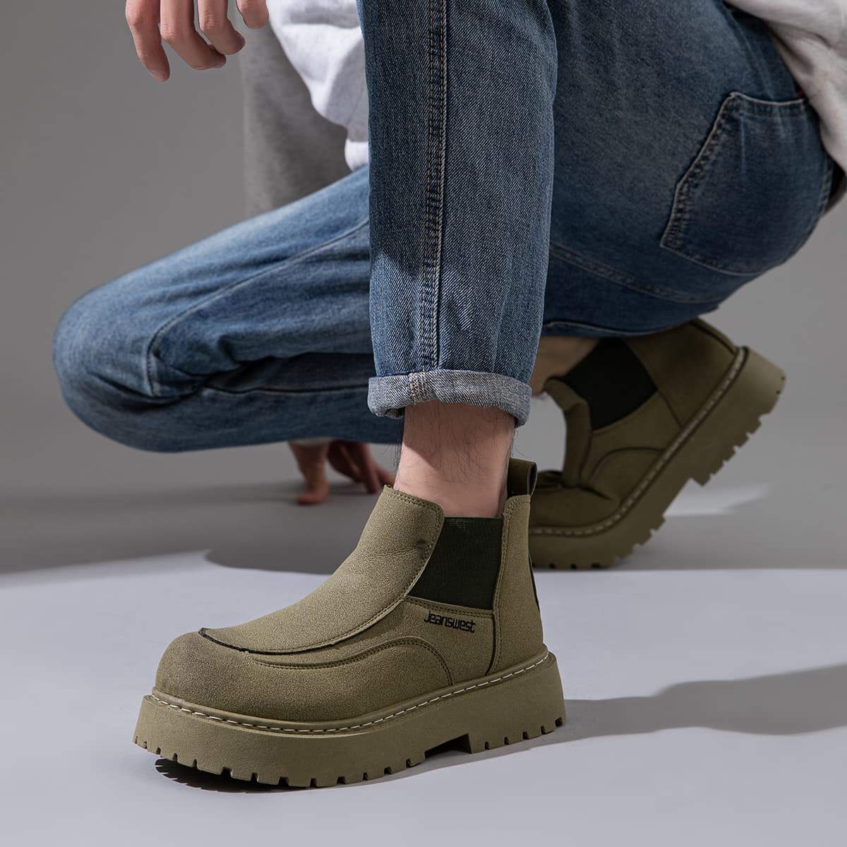 Ботинки JEANSWEST Искусственная замша Короткие армейские ботинки Мужские - изображение 6