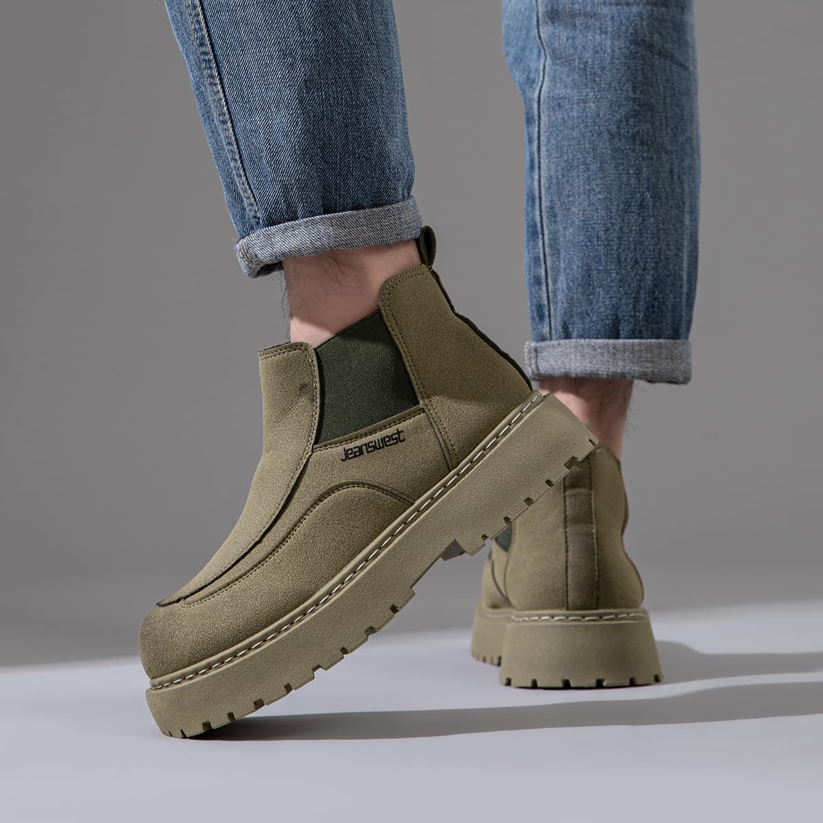 Ботинки JEANSWEST Искусственная замша Короткие армейские ботинки Мужские - изображение 5