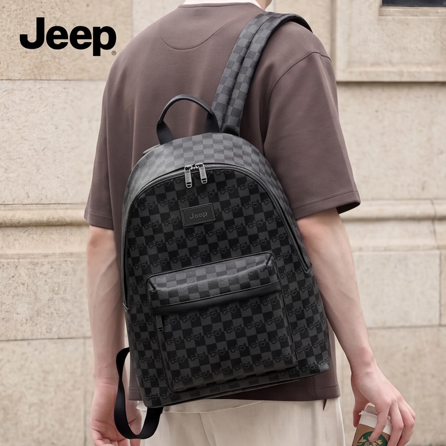 Рюкзак Jeep ПУ (полиуретан) Рюкзаки Обычный (стандартный) Мужской Черный - изображение 4