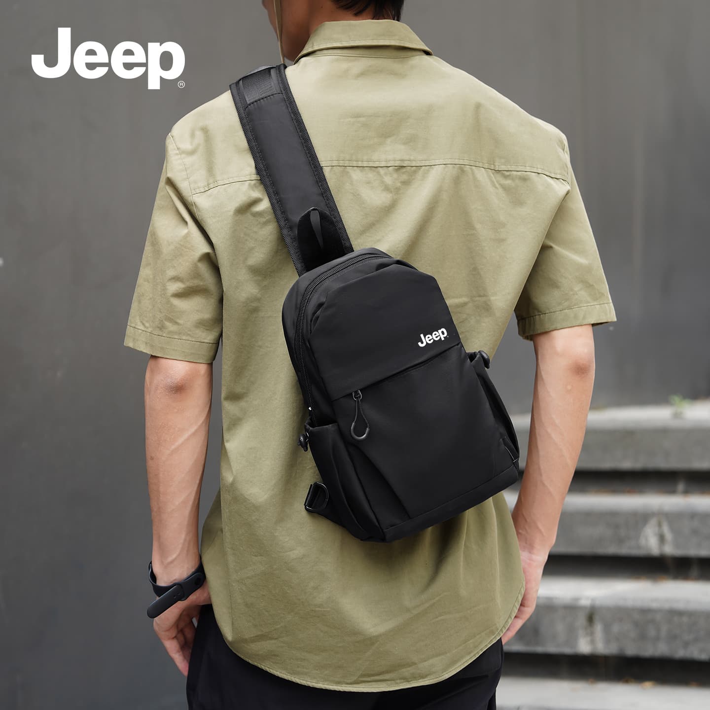 Нагрудная сумка Jeep Нейлон Сумки слинг Мужской Черный - изображение 3