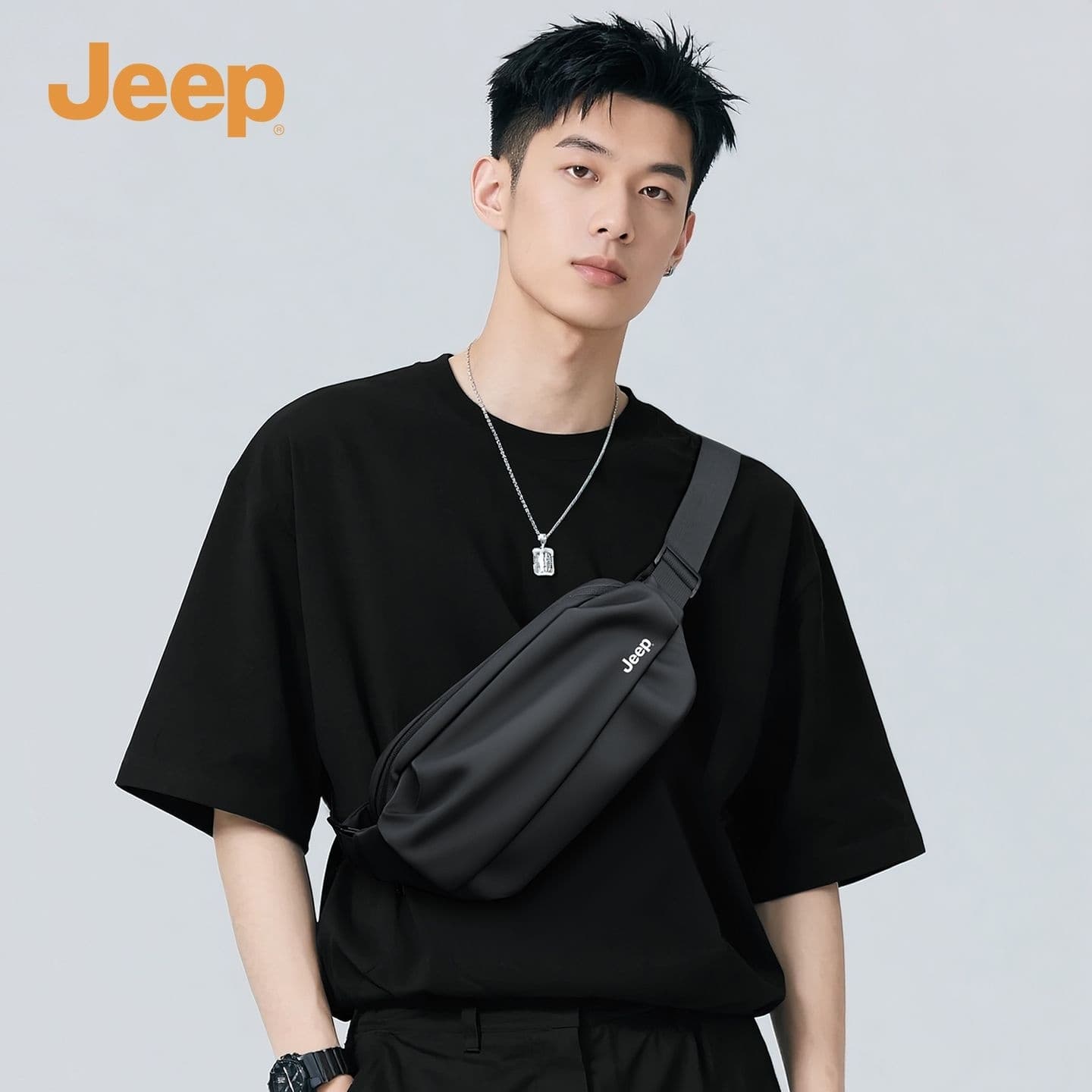 Нагрудная сумка Сумки слинг Jeep черные мужские - изображение 2