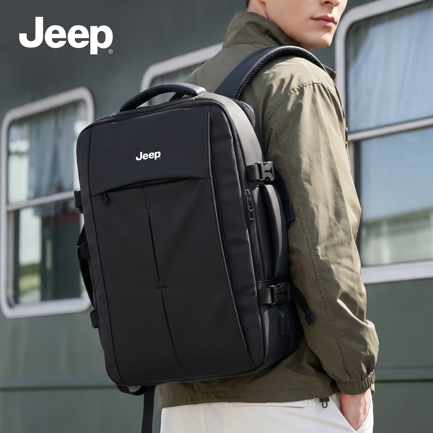 Рюкзак Jeep Оксфорд Рюкзак Обычный (стандартный) Мужской Черный - изображение 4