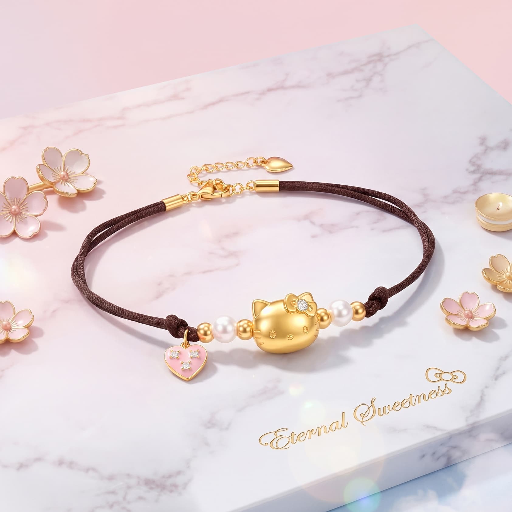 Браслет Sanrio x Hello Kitty Синтетический кубический цирконий Титановая сталь Браслеты Женские - изображение 2