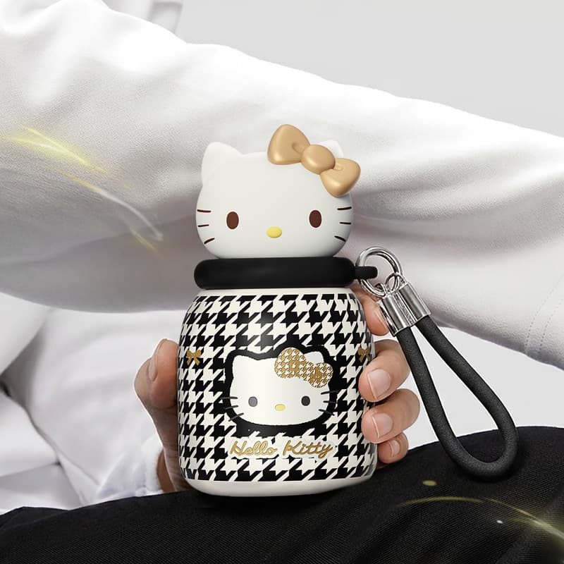 Sanrio x Hello Kitty Гусиная лапка Черное Золото Коллекция Сохраняющий тепло Термокружки 530 800 650 700 560 мл - изображение 2