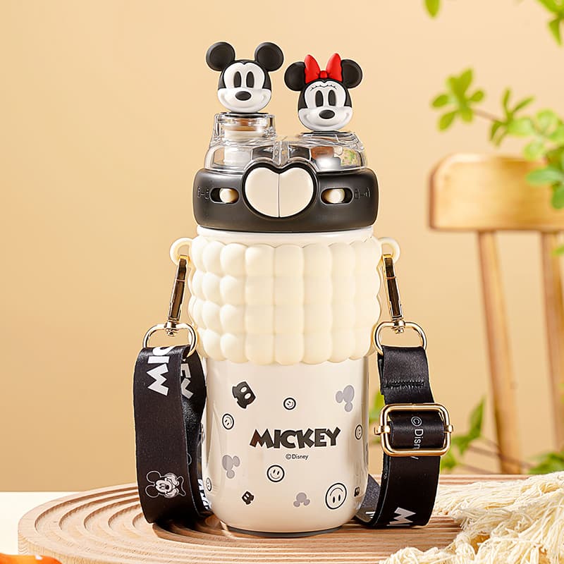 Disney Mickey Mouse Лотсо Сердце Два способа питья Mouth Лямки Настольная кружка с соломинкой сохраняющая тепло - изображение 4