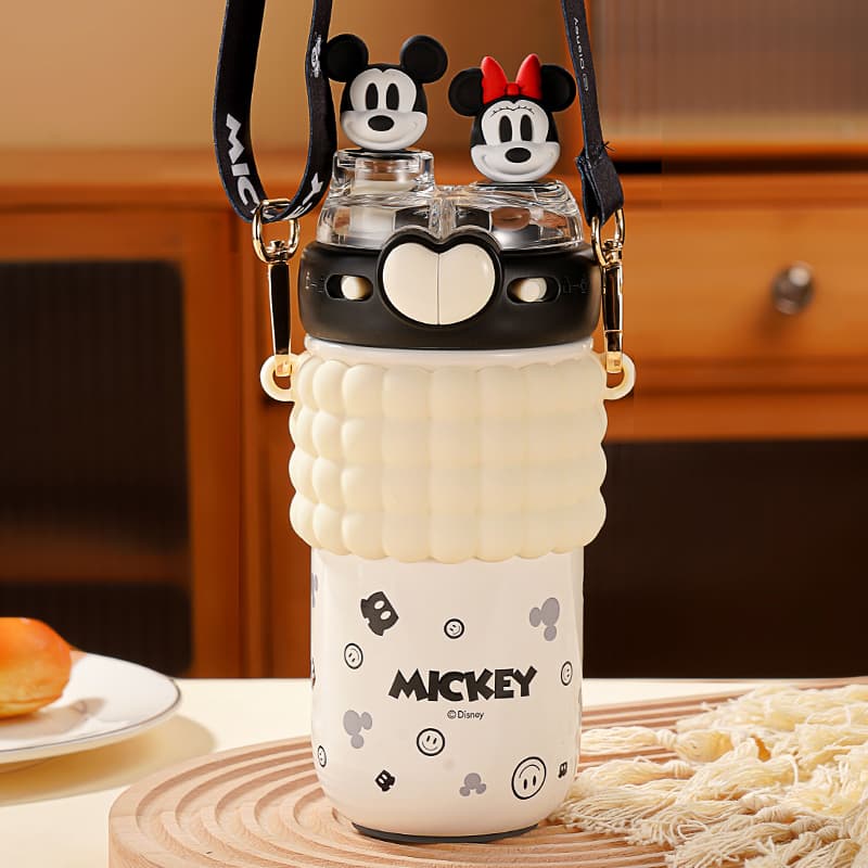 Disney Mickey Mouse Лотсо Сердце Два способа питья Mouth Лямки Настольная кружка с соломинкой сохраняющая тепло - изображение 5