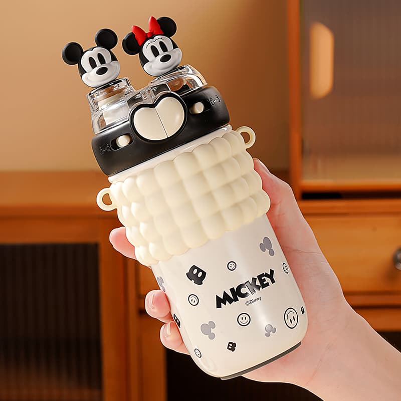 Disney Mickey Mouse Лотсо Сердце Два способа питья Mouth Лямки Настольная кружка с соломинкой сохраняющая тепло - изображение 3