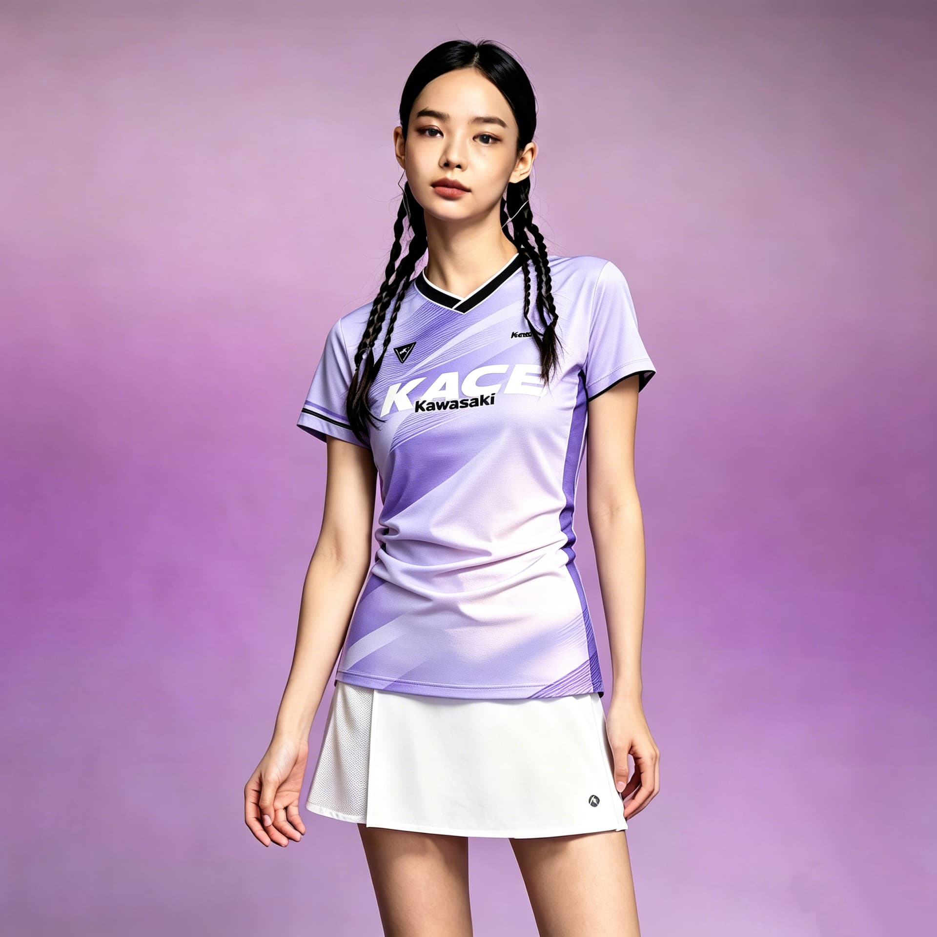 Kawasaki Flying Series Slim Fit Light Violet Gradient Comfortable Badminton Suit Womens - изображение 2