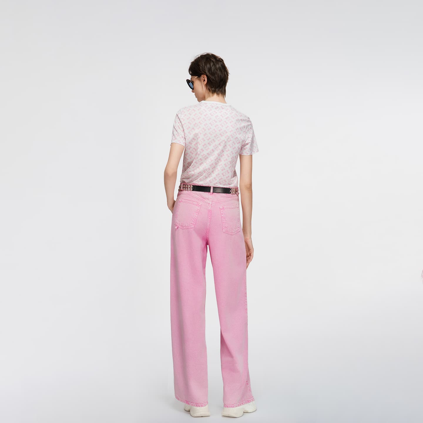 Футболка PINKO Розовые цветы Женские T-рубашки - изображение 4