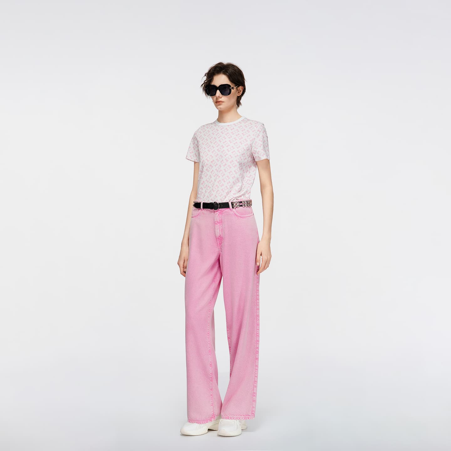 Футболка PINKO Розовые цветы Женские T-рубашки - изображение 3