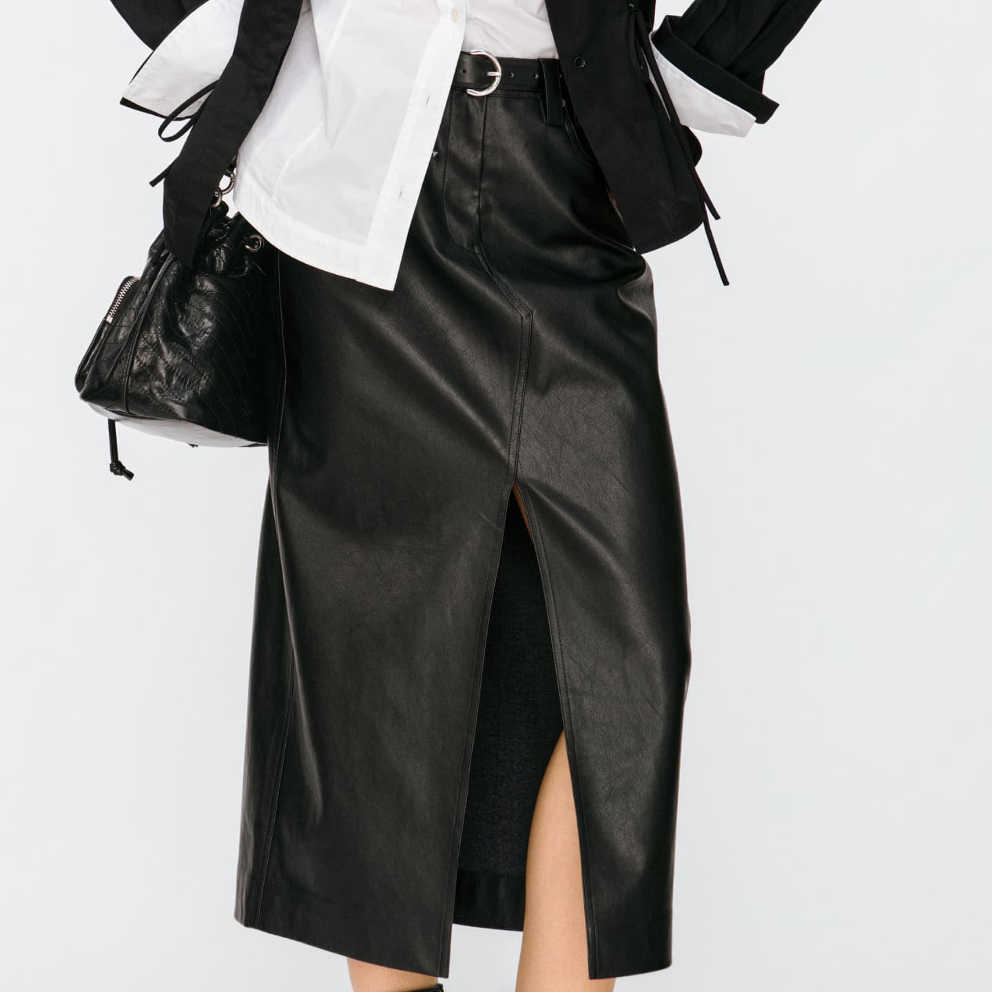 PINKO Черный Женские Кожаные длинные юбки - изображение 5