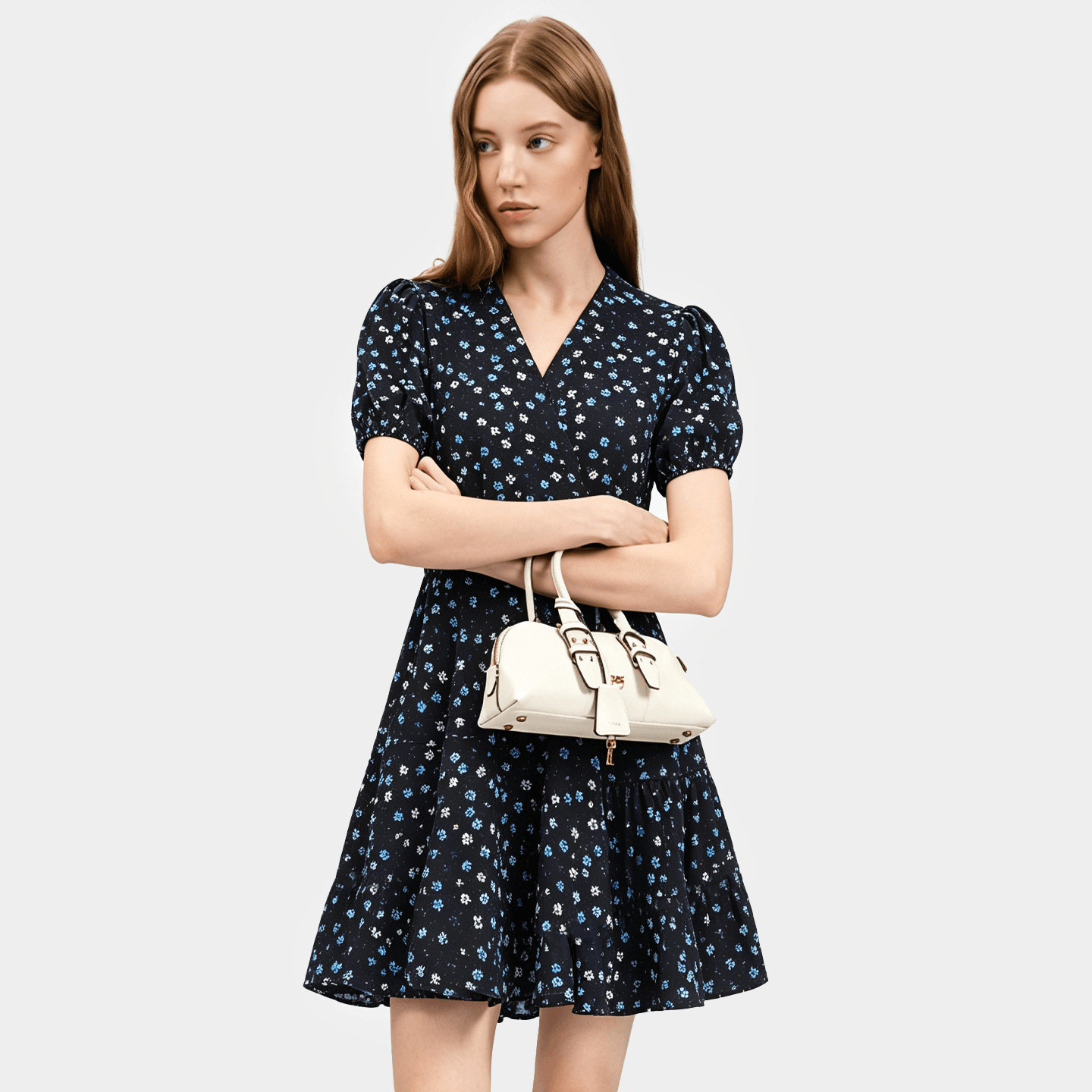 Платье PINKO Белый Точка Женские Короткие Платья с Короткими Рукавами - изображение 4