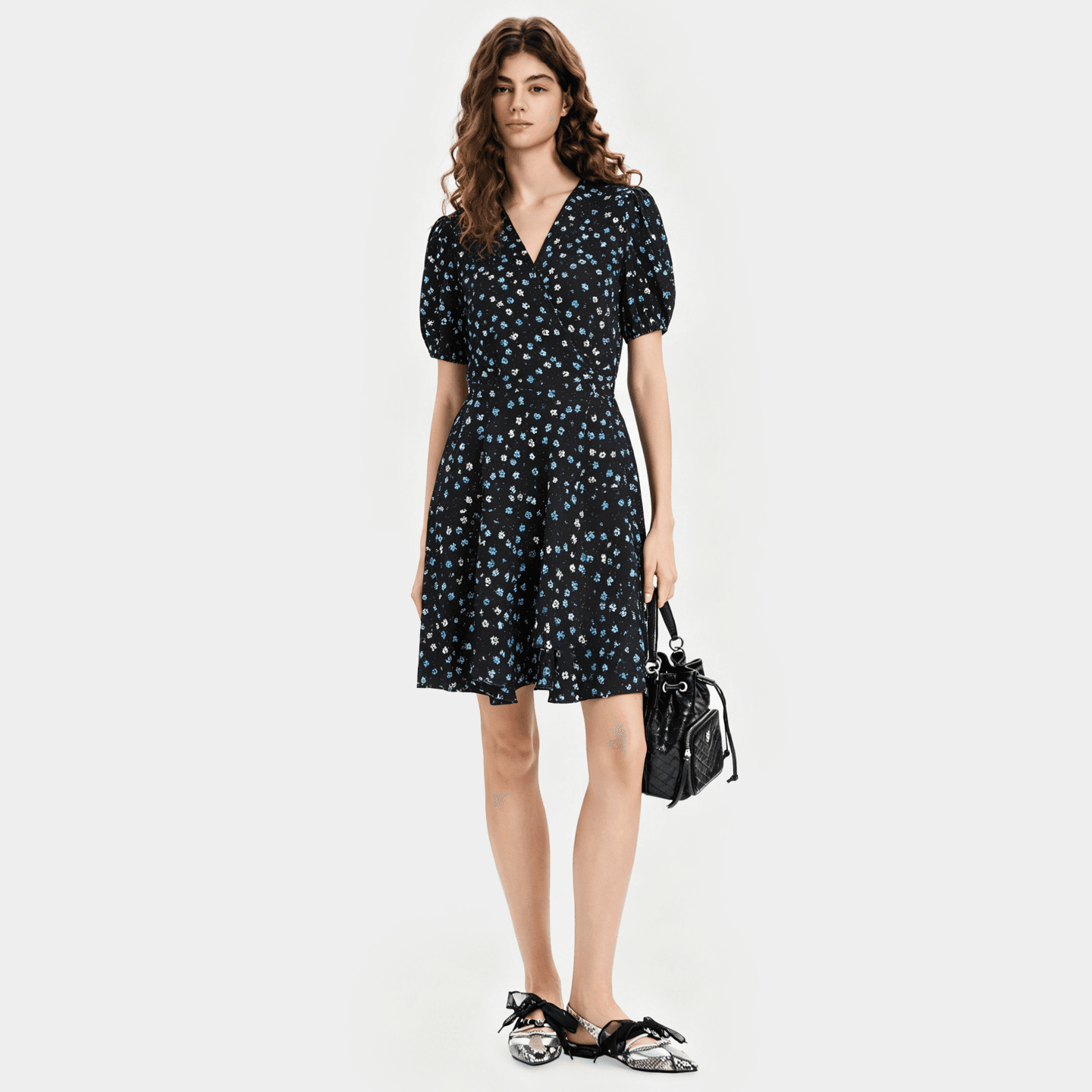 Платье PINKO Белый Точка Женские Короткие Платья с Короткими Рукавами - изображение 5