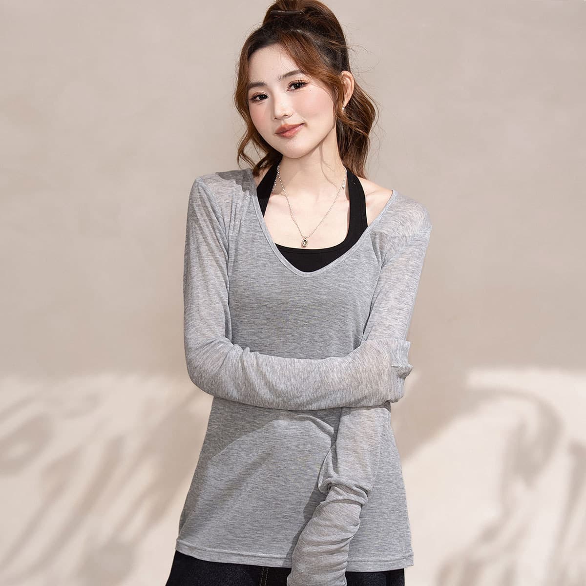 Футболка JEANSWEST Серый Женские T-рубашки - изображение 2