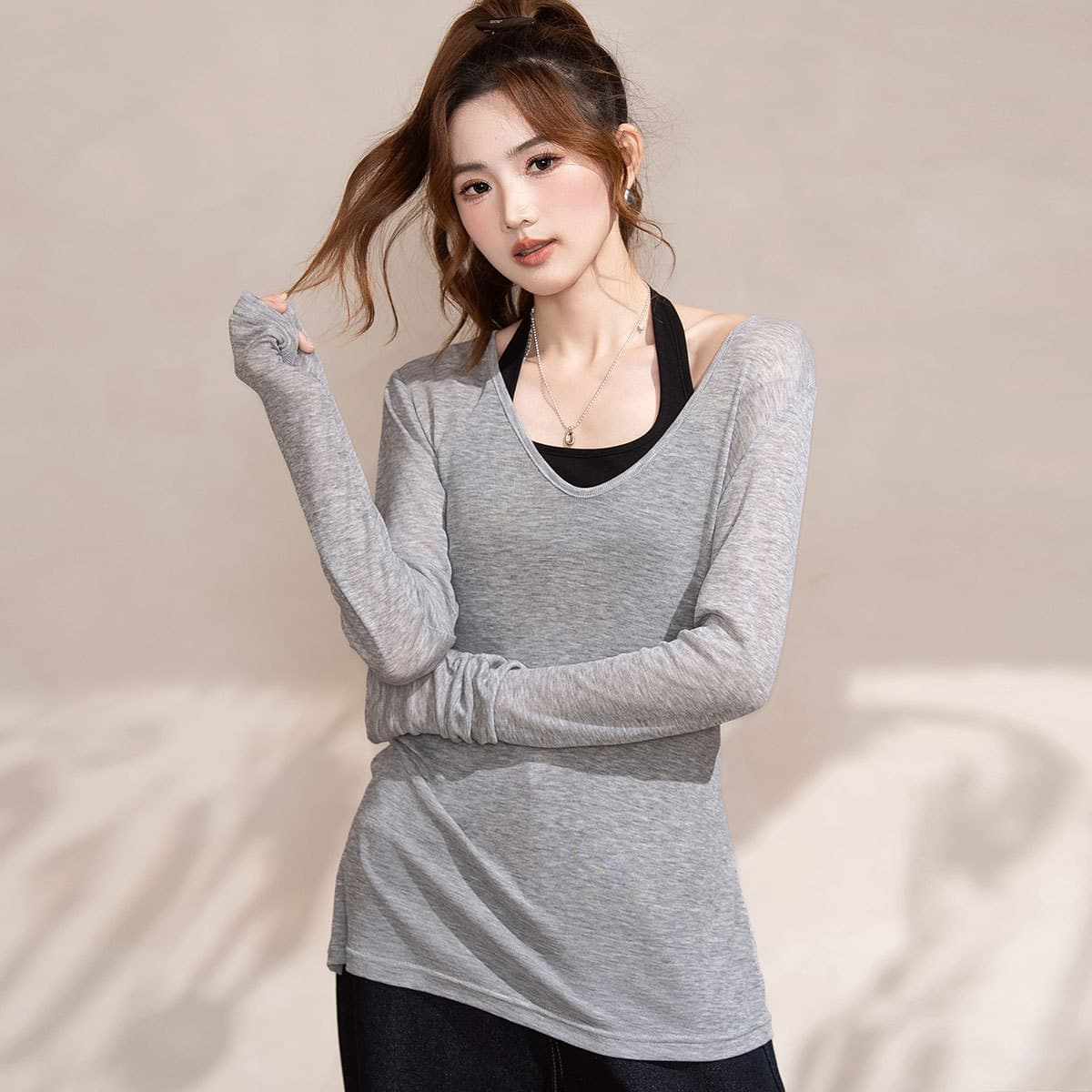 Футболка JEANSWEST Серый Женские T-рубашки - изображение 3