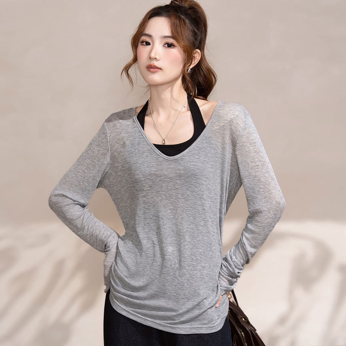 Футболка JEANSWEST Серый Женские T-рубашки - изображение 4