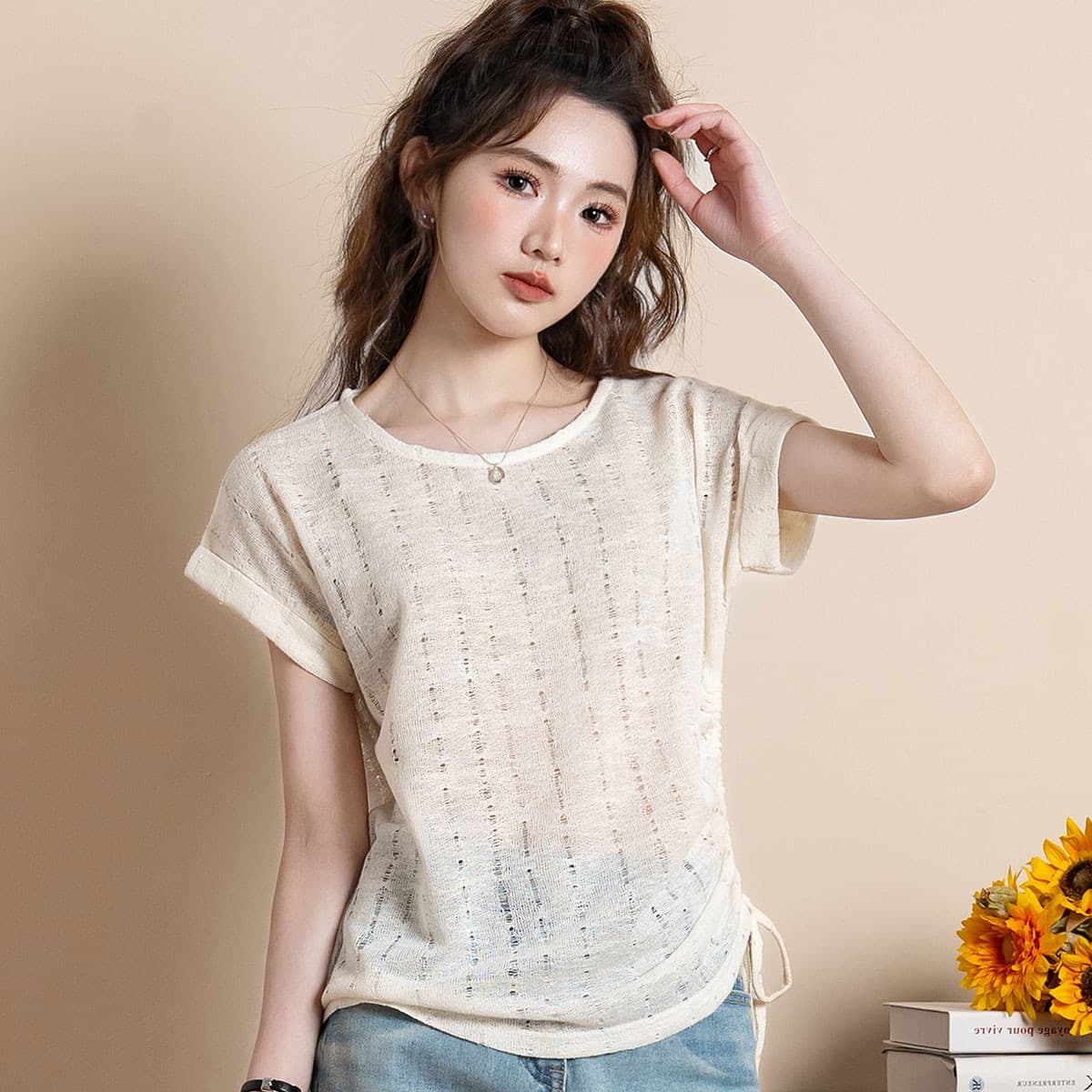 Футболка JEANSWEST Абрикос Женские T-рубашки - изображение 4