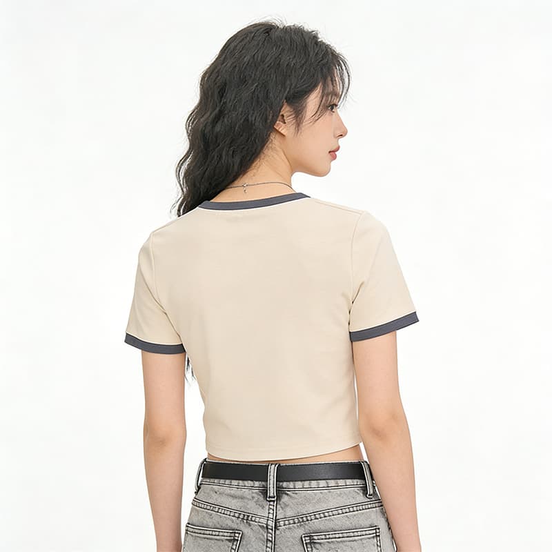 Футболка JEANSWEST Абрикосовый Серый Женские T-рубашки - изображение 3