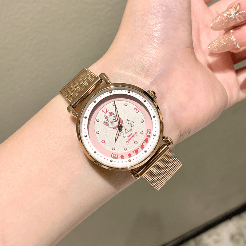 Часы Disney Marie Cat Collection Кварцевый механизм Стальной ремешок Watch Women's Watch Розовый Циферблат часов - изображение 5