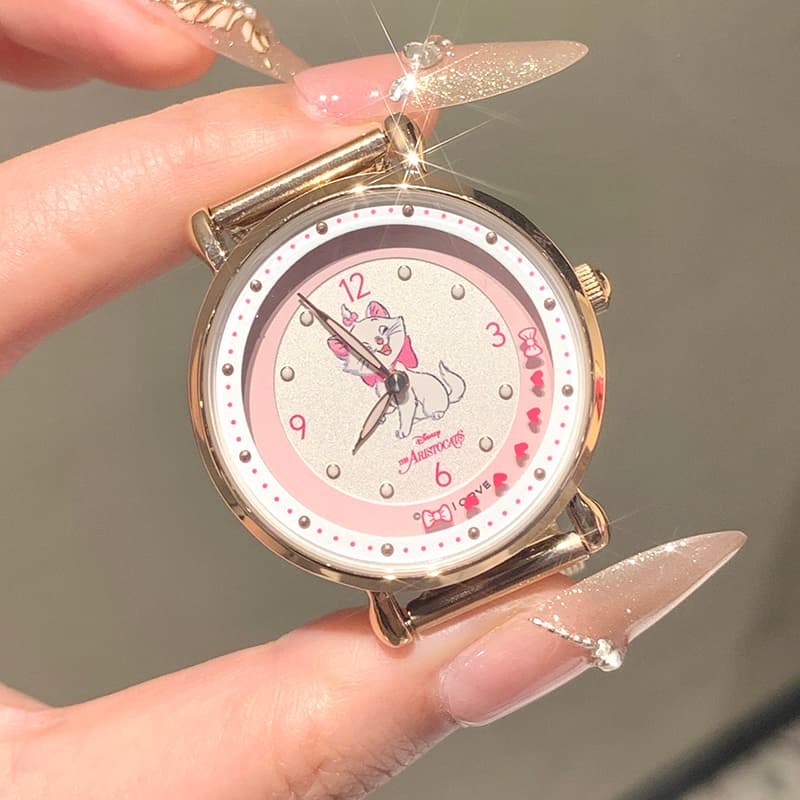 Часы Disney Marie Cat Collection Кварцевый механизм Стальной ремешок Watch Women's Watch Розовый Циферблат часов - изображение 2