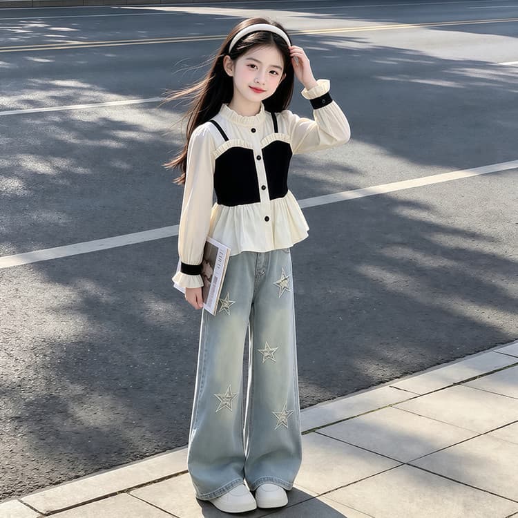 PIERRE CARDIN Топ + Джинсы Kids Повседневные Спортивные Костюмы Наборы - изображение 5