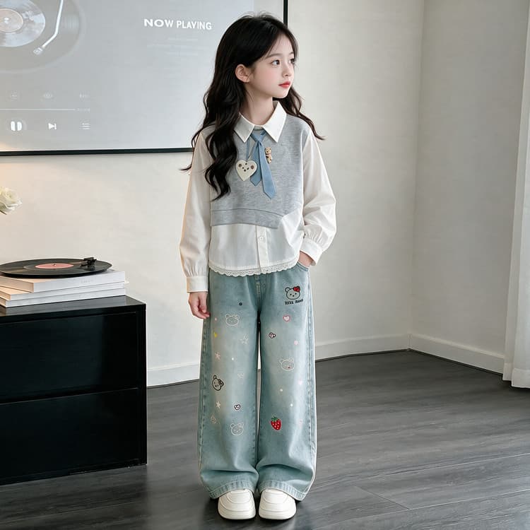 PIERRE CARDIN Топ + Джинсы Kids Повседневные Спортивные Костюмы Наборы - изображение 2