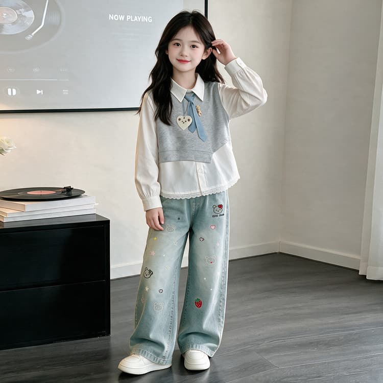 PIERRE CARDIN Топ + Джинсы Kids Повседневные Спортивные Костюмы Наборы - изображение 3