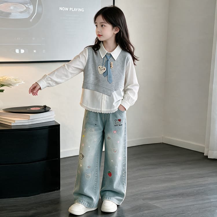 PIERRE CARDIN Топ + Джинсы Kids Повседневные Спортивные Костюмы Наборы - изображение 4