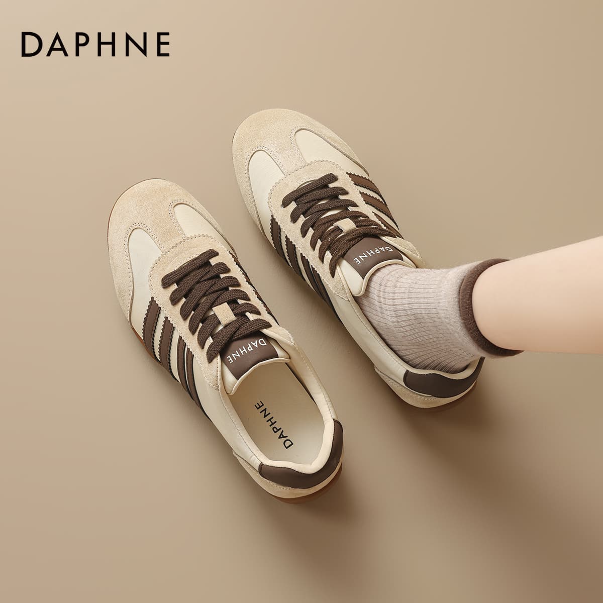Кроссовки DAPHNE Кеды немецкой армии (GAT) Низкий Топ Абрикос Женские - изображение 5