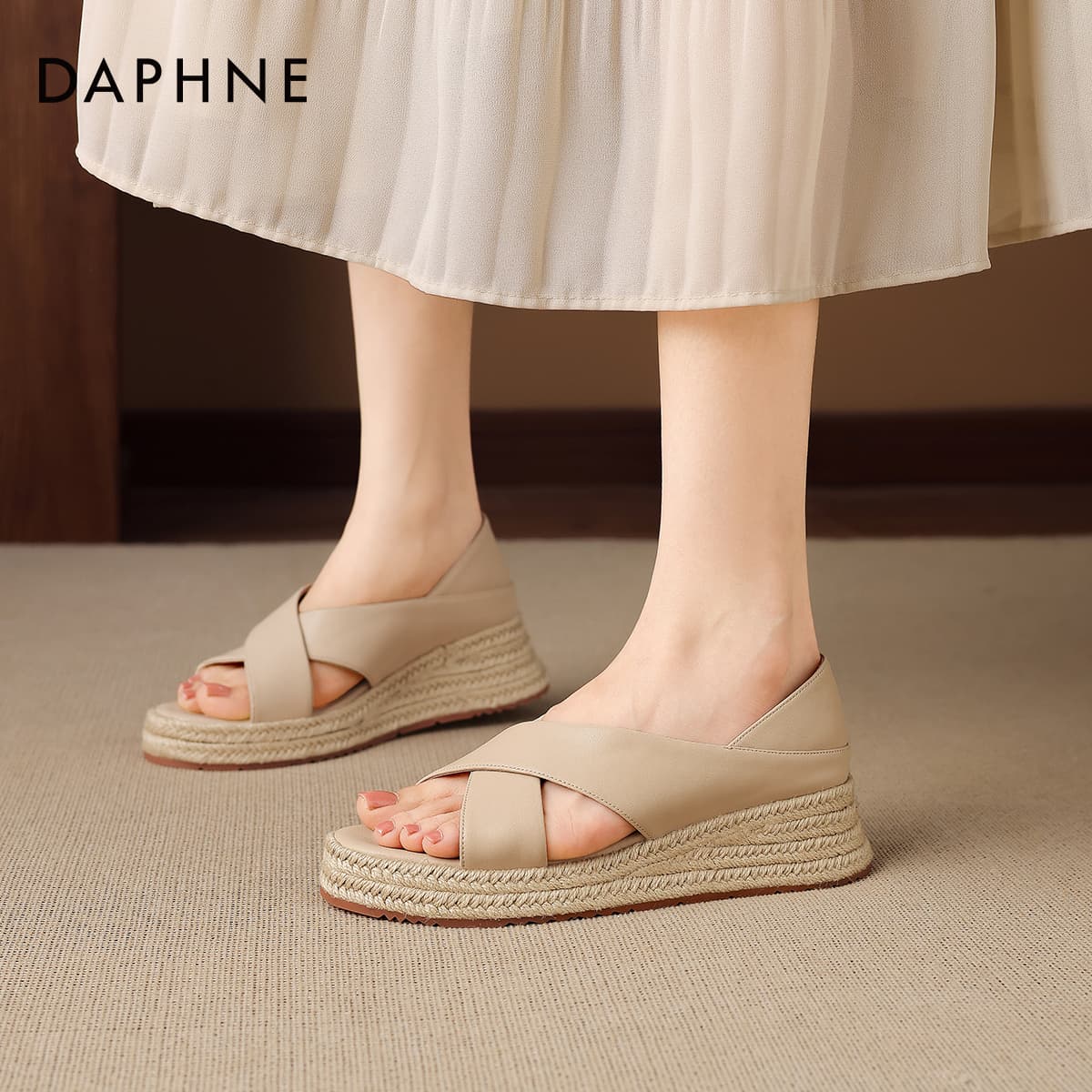 Шлёпанцы DAPHNE One Шнуровые Сандалии Абрикосовые Женские - изображение 5