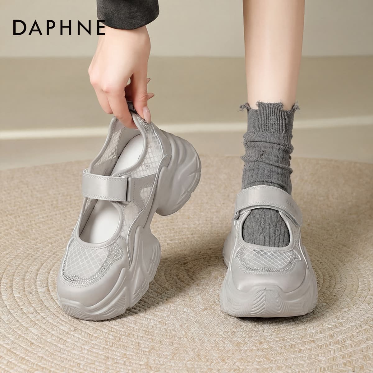 Кроссовки Daphne Синтетическая кожа текстиль Низкие кеды с толстой подошвой Женские - изображение 6