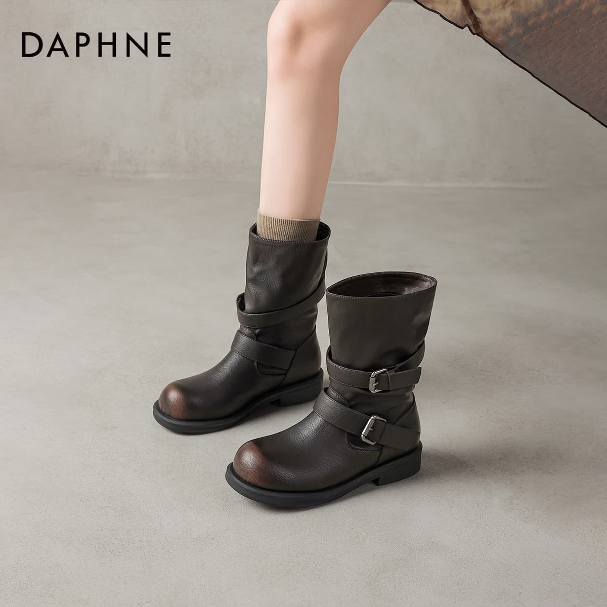 Сапоги DAPHNE Ботильоны Коричневый Женские - изображение 4