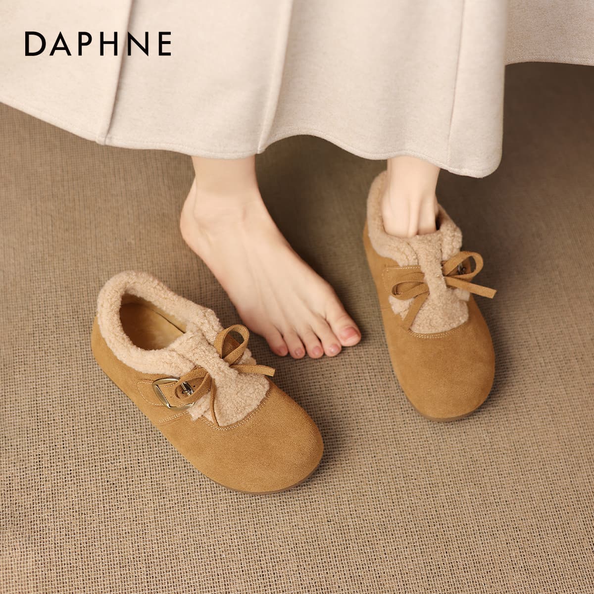 Ботинки зимние DAPHNE Ткань Удобная с Флисовой Подкладкой Универсальная Термическая Легкая Круглый Носок Планшет Биркенсток - изображение 4