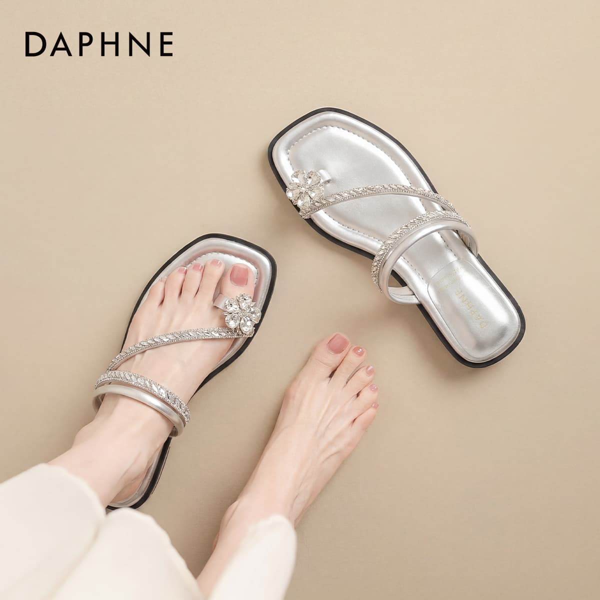 Шлёпанцы DAPHNE Синтетическая кожа Одиночные Шнуровые Сандалии Женские - изображение 4