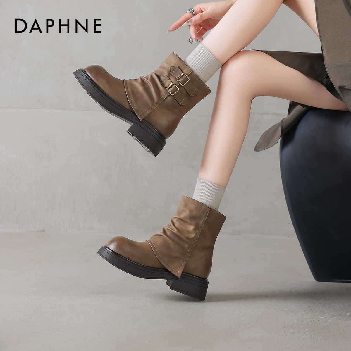 Сапоги DAPHNE ботильоны хаки высота каблука 4,4 см женские - изображение 2