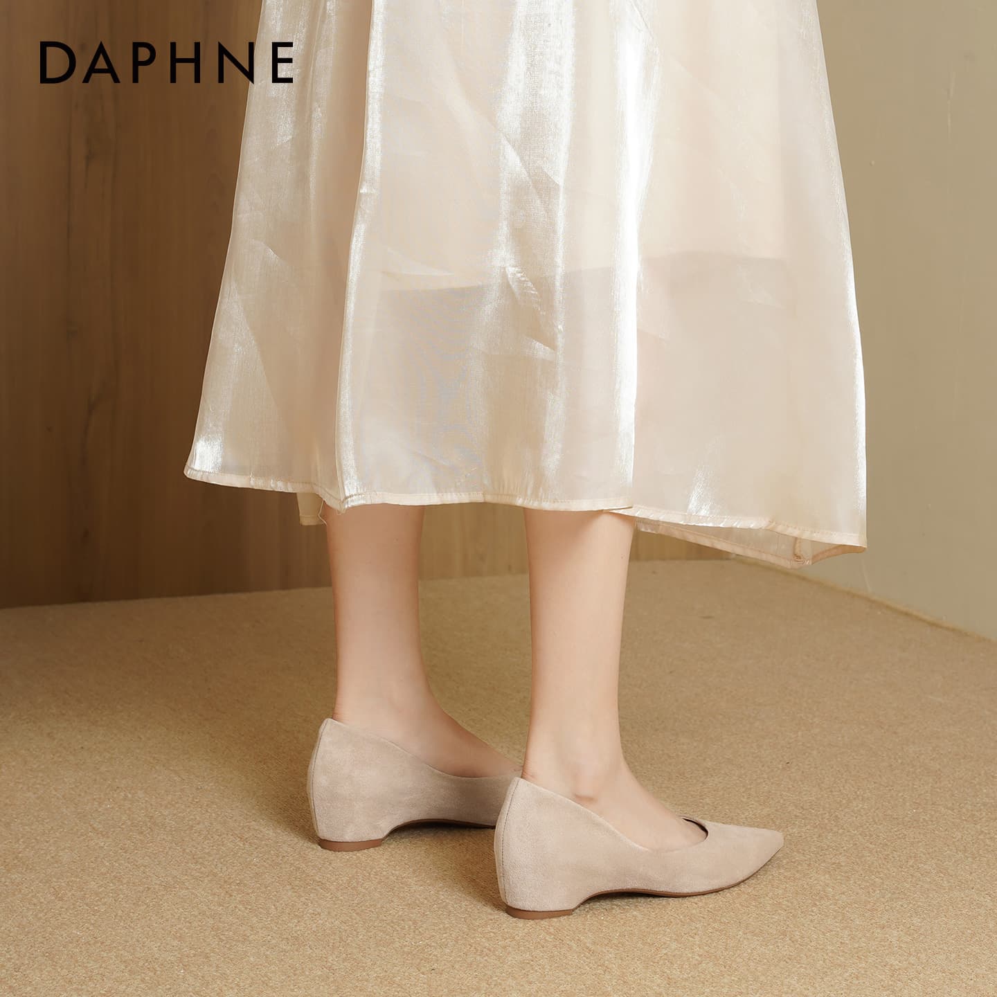 Тапочки DAPHNE Женская Повседневная Обувь Без Подкладки Низкий Топ Нюдовый Абрикос [4CM Скрытый Каблук] Женская - изображение 7