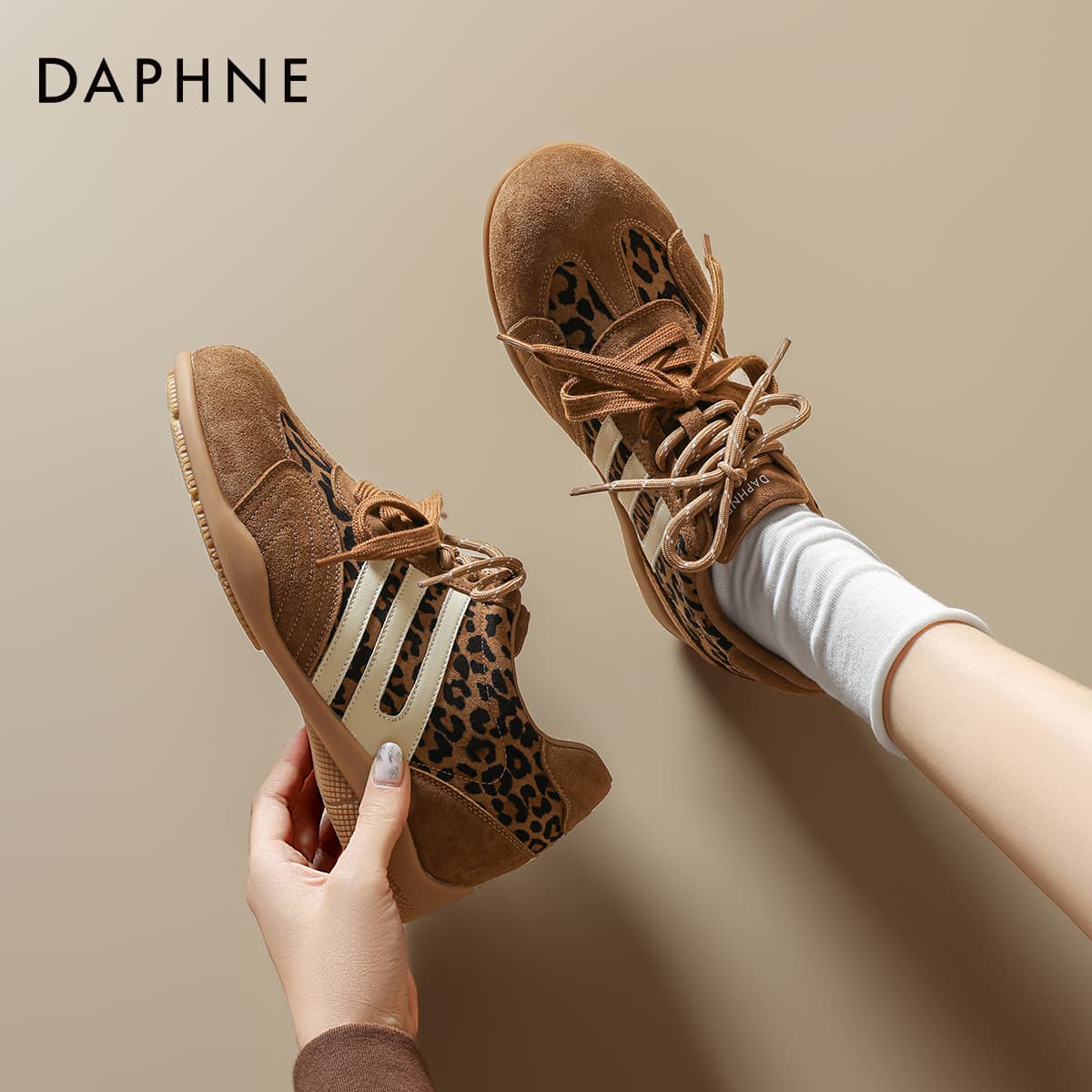 Кроссовки DAPHNE Кеды немецкой армии (GAT) Low Топ Леопардовый принт Женские - изображение 5