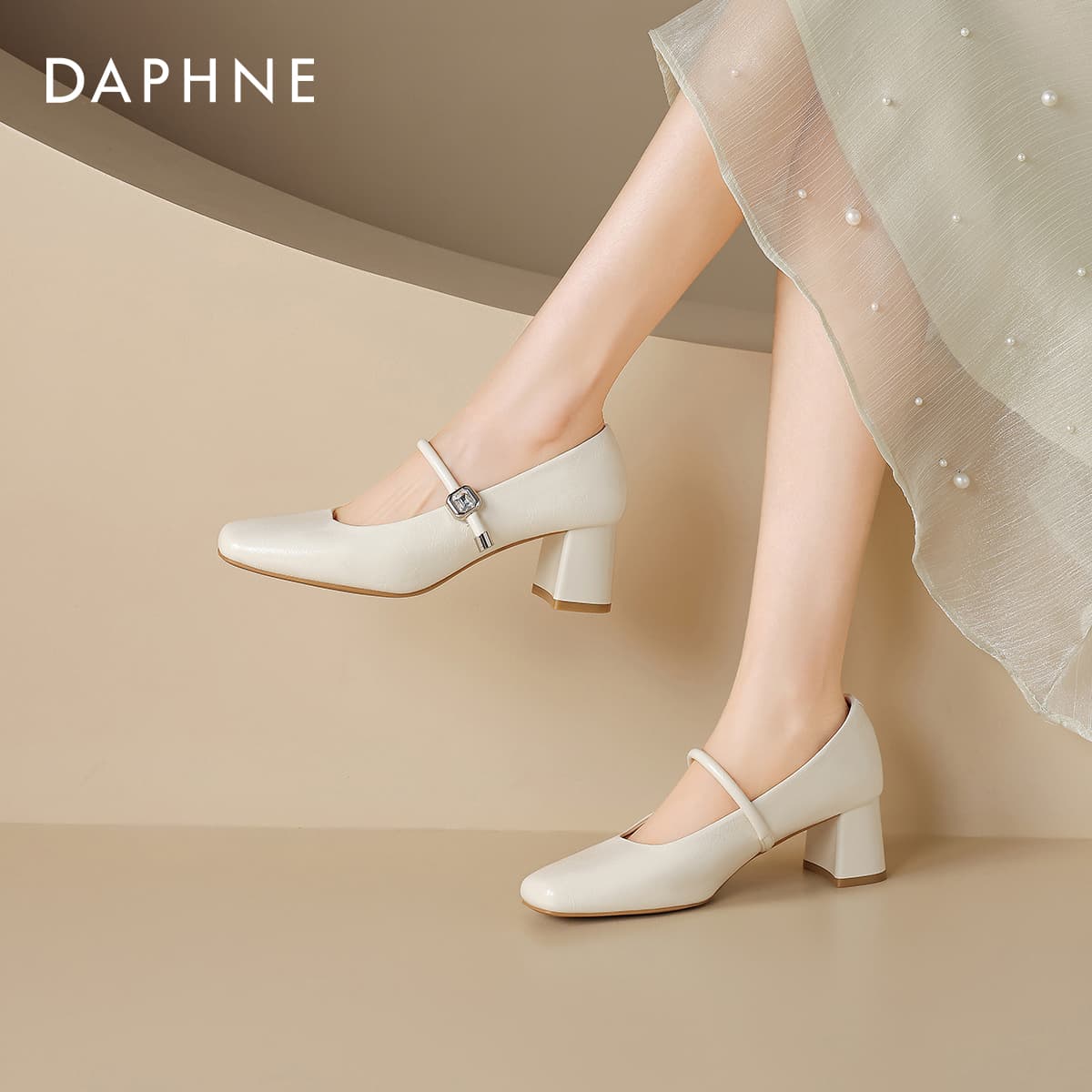 Туфли DAPHNE Высокие каблуки Бежевые Женские - изображение 3