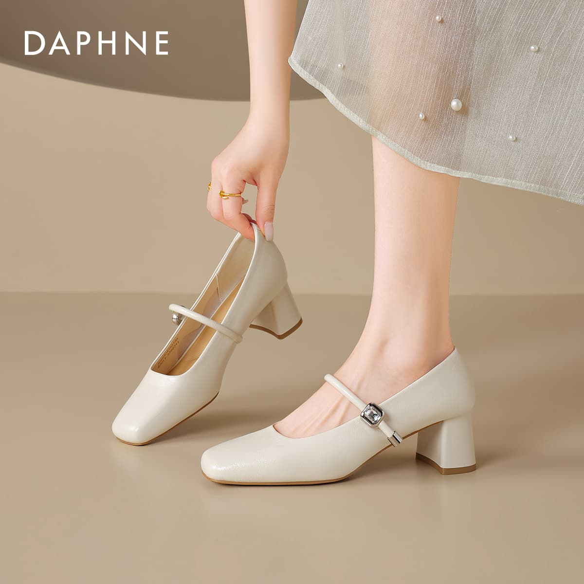 Туфли DAPHNE Высокие каблуки Бежевые Женские - изображение 4