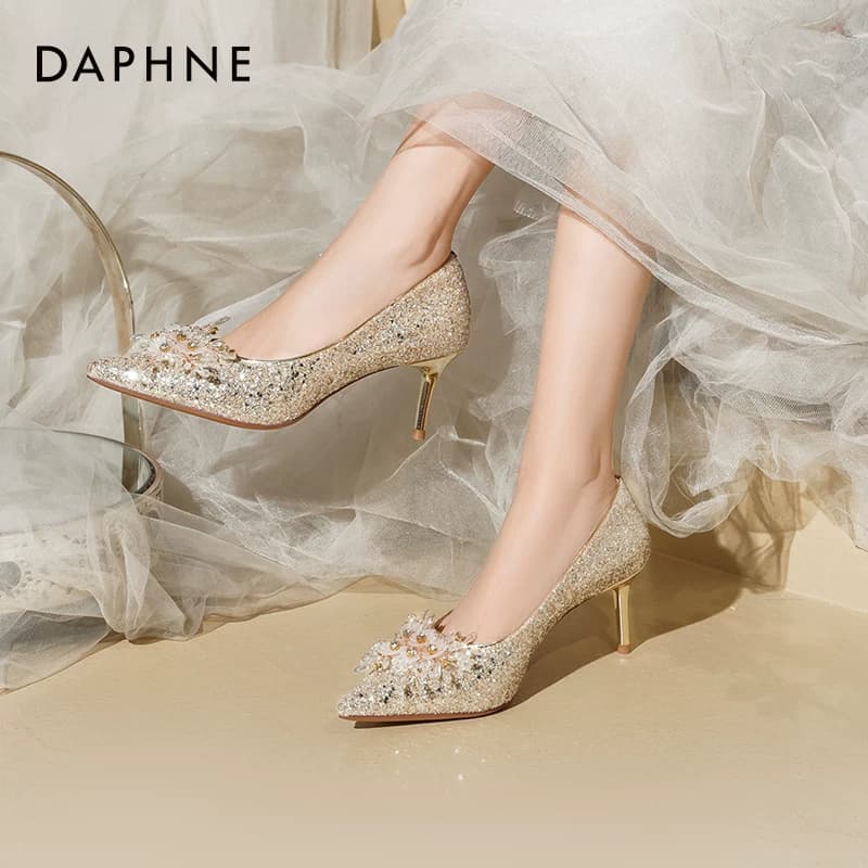 Туфли DAPHNE Высокие каблуки Сияющее Золото Женские - изображение 4