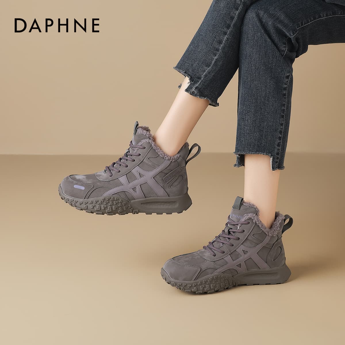 Ботинки зимние DAPHNE Синтетическая кожа Горпкор (Gorpcore) Утолщенная и с флисовой подкладкой Альпинистские сноубутсы Женские - изображение 4