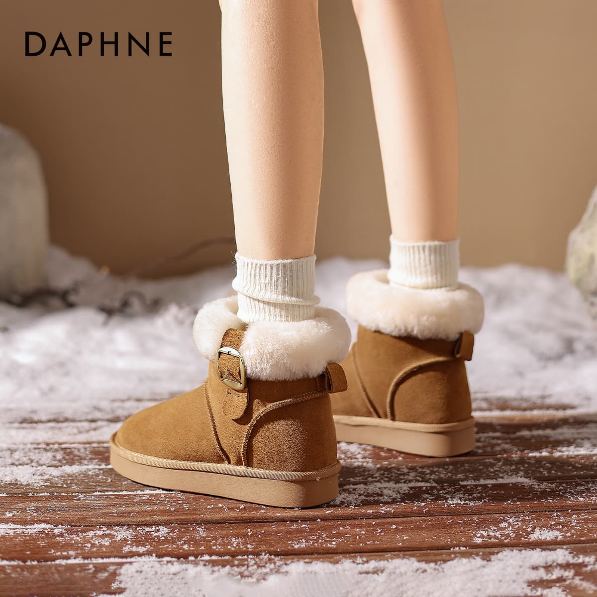 Ботинки зимние DAPHNE Сноубутсы Верблюжий цвет Женские - изображение 4
