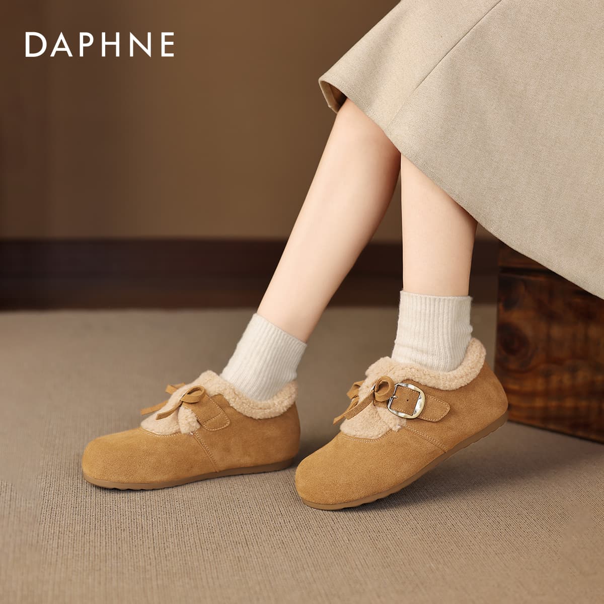Ботинки зимние DAPHNE Ткань Удобная с Флисовой Подкладкой Универсальная Термическая Легкая Круглый Носок Планшет Биркенсток - изображение 5