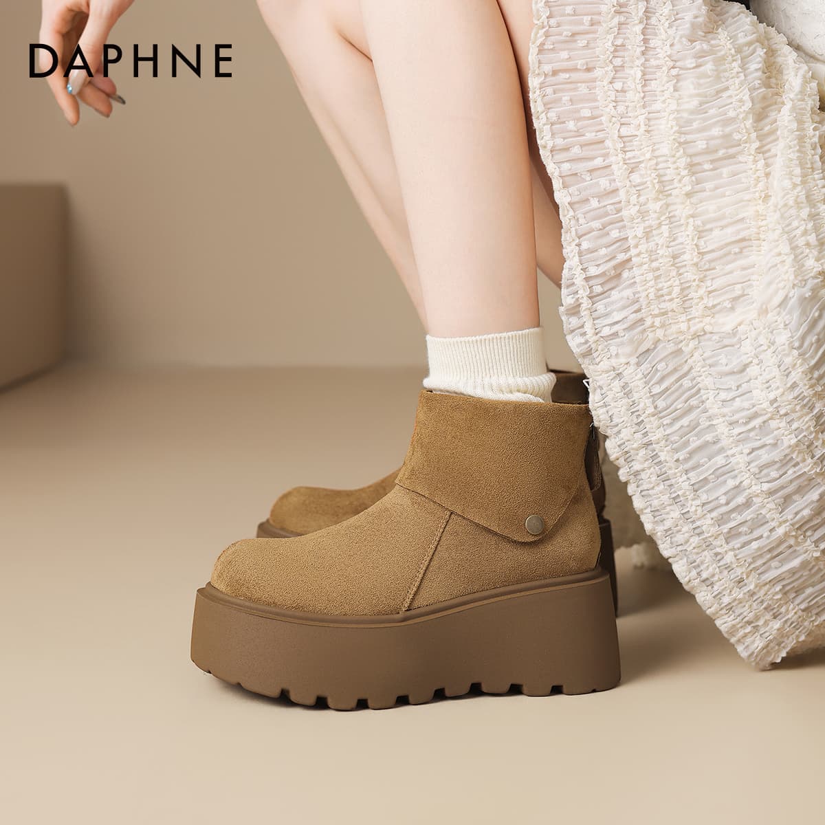Ботинки DAPHNE Ткань Короткие Ботильоны Женские - изображение 4