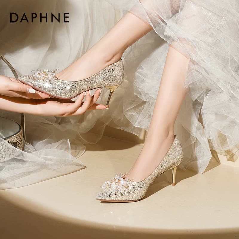 Туфли DAPHNE Высокие каблуки Сияющее Золото Женские - изображение 6