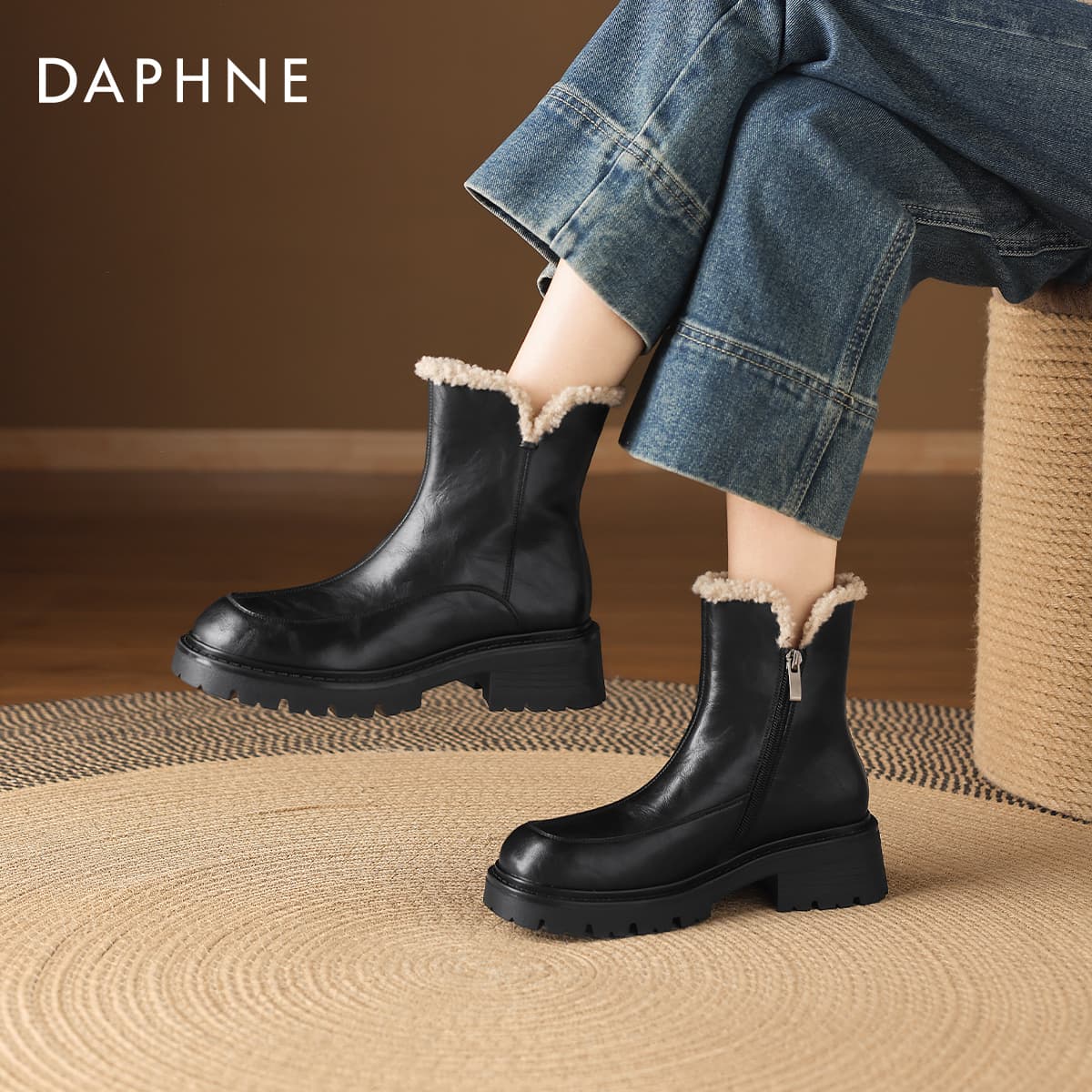 Сапоги DAPHNE Синтетическая кожа Минималистичный Однотонный Утолщенный и с флисовой подкладкой Ветрозащитный Термический - изображение 3